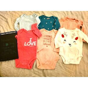 Newborn 6 Piece Lot Long Sleeve One Piece Shirts Carter Brand